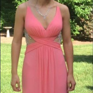 Terani Salmon/Pink Sequined prom dress